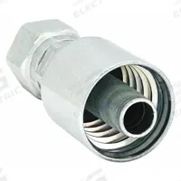 PARKER Hydraulic Crimp Fitting: Steel x Steel, Straight, -6 For Hose Dash Size, Female x Genderless (MPN 1JS43-6-6). Key specifications — Fitting Gender: Female x Genderless; Fitting Connection Type: ORS x Crimp; For Hose Dash Size: -6; Thread Size: 11/16"-16; Brand: PARKER.