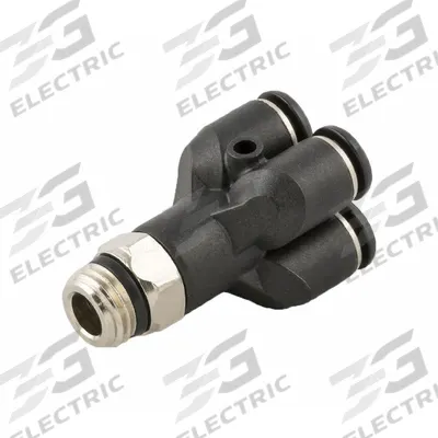 AIGNEP USA Push-Fit Wye Fitting: 4 mm OD x 4 mm OD x 4 mm Pipe x 1/4 in Pipe Size, Nylon - Nylon & Nickel-Plated Brass Tube Fittings