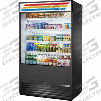 TRUE REFRIGERATION Refrigerated Merchandiser: 78 1/2 in x 48 in x 29 7/8 in, Black - Open Refrigerator Merchandisers