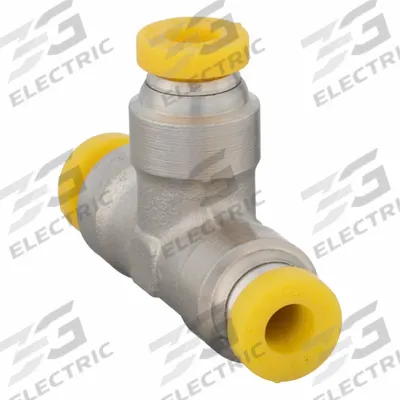 PARKER Push-Fit Tee Fitting: 4 mm OD x 4 mm OD x 4 mm OD Size, Brass, 19 13/32 mm Overall Lg - Nickel-Plated Brass Tube Fittings