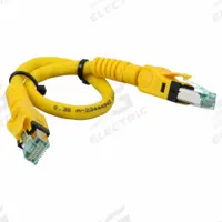 HARTING Cordset: Cat6a, RJ45 Male Adj Angle x RJ45 Male Adj Angle, 5 m Lg, PUR, Yellow, Shielded (MPN 09488484745050). Key specifications — Brand: HARTING; Cable Jacket Color: Yellow; IP Rating: IP20; Performance Category: Cat6a.