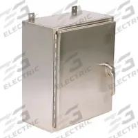 WIEGMANN Enclosure: 304 Stainless Steel, 24 in x 20 in x 6 in, NEMA 12/3R/4/4X, Solid Cover, Hinged (MPN SSN42420063PT). Key specifications — Brand: WIEGMANN; Closure Method: Padlock Hasp; Enclosure Material: 304 Stainless Steel; Knockouts: Not Included.