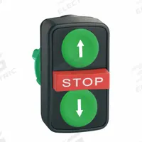 SCHNEIDER ELECTRIC Multihead Operator: Non-Illuminated, 3 Button, Flush Profile, 22 mm Mounting Size (MPN ZB5AA73134). Key specifications — attr211308: SCHNEIDER; attr1026606: Momentary/Momentary/Momentary; attr1026618: Stop; attr1026638: XB5; attr1063632: Non-Metallic.