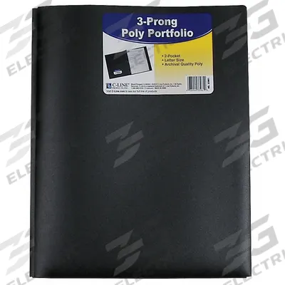 C-LINE PRODUCTS Portfolio: Polypropylene, 11 in Ht, 8 1/2 in Wd, Black - Pocket Folders