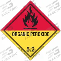 LABELMASTER Organic Peroxide Placard: Organic Peroxide, 3 15/16 in x 4 in, 4 in Label Wd, 500 PK (MPN HMSL520). Key specifications — Material: PVC; Brand: LABELMASTER; Message: Organic Peroxide.