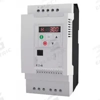EATON Variable Frequency Drive: In Phase Single, Out Phase Single, 1 1/2 hp, IP21, No Bypass, White (MPN DC1-S2011NB-A20CE1). Key specifications — Style: Compact; Color: White; Output Phase: Single.