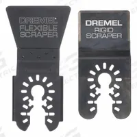 DREMEL Oscillating Scraper Blade: Rigid, 1/8 in Blade Wd, 4 in Blade Lg, Bi-Metal, 2 Pieces, 2 PK (MPN MM620U). Key specifications — attr1097510: Rigid; attr1097500: Straight; attr1097522: DREMEL.