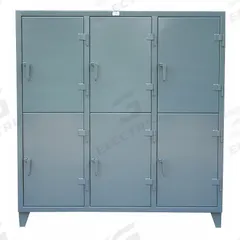 STRONG HOLD Wardrobe Locker: 74 in x 24 in x 78 in, 2 Tiers, 3 Units Wide, 6 Lockers, Solid, Gray (MPN 66-24-2TPL). Key specifications — Locker Color: Gray; Brand: STRONG HOLD.