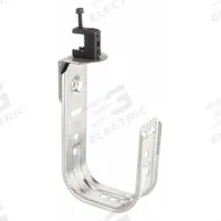 B-LINE BY EATON J-Hook: Clamp-On with Locking Latch, 4 in Max. Bundle Dia., 30 lb Max. Load Capacity (MPN BCH64-C2). Key specifications — Material: Galvanized Steel; Mounting: 360° Horizontal Rotation; Includes Locking Latch: Yes; Color: Silver; Brand: B-LINE BY EATON; Mounting Location: Beam; Mounting & Attachment (subhead): Clamp-On with Locking Latch.