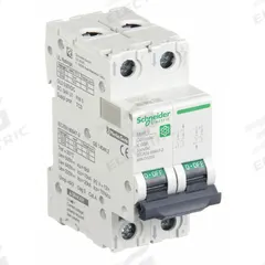 SCHNEIDER IEC Supplementary Protector: 50 A Amps, 500V DC, 5kA at 250V DC, Screw Clamp, C60H-DC, D (MPN M9U31250). Key specifications — Terminal Connection: Screw Clamp; AC Voltage Rating: Not Rated; Curve Type: D; DC Voltage Rating: 500V DC; Max. AIR Rating: 5kA at 250V DC; Series: C60H-DC; Brand: SCHNEIDER.