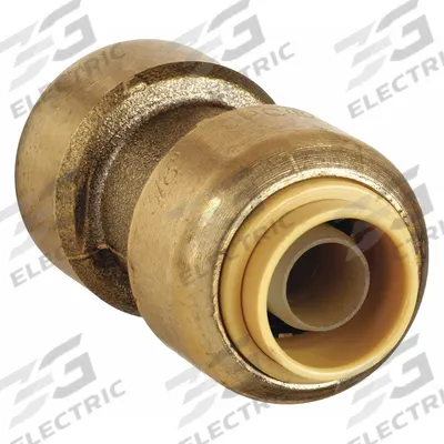SHARKBITE Push-Fit Coupling Fitting: Straight, 3/8 in OD x 3/8 in OD Size, Brass - Standard Brass Push-to-Connect Tube Fittings