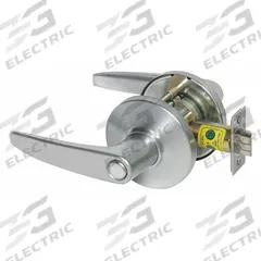 STANLEY SECURITY SOLUTIONS Door Lockset: Privacy Lever Locksets, Chrome, ADA Compliant, LFIC (MPN 9K30L16DS3626). Key specifications — Ligature Resistance: Not Ligature-Resistant; Brand: STANLEY SECURITY SOLUTIONS; Lockset Function ANSI Code: F76; Visual Indicator Message: No Message; Lockset Style: Curved No Return; ADA Compliant: Yes; Finish: Satin Chromium-Plated : Zinc Alloy.