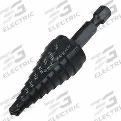 LENOX Step Drill Bit: 1/4" to 3/4", Black Oxide HSS, Impact Rated, Quick-Change Hex Shank (MPN 30883VB3). Key specifications — attr1234936: Impact Rated.