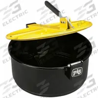 PIG Drum Funnel: Latching/Lockable, Black / Yellow, No Flame Arrester, 16 1/2 in x 13 1/4 in, Steel (MPN DRM1210-YW). Key specifications — Brand: PIG; Funnel Material: Steel; For Use With: 55 gal Steel or Poly Drums; Color: Yellow; Lid Type: Latching; Flame Arrester Ht: No Flame Arrester; Lid Type (sublevel): Lidded.