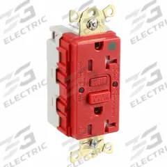 HUBBELL GFCI Receptacle: Hospital Grade, Decorator Duplex, 5-20R, Red, GFCI, 125V AC, 20 A (MPN SNAPGFTW83R)