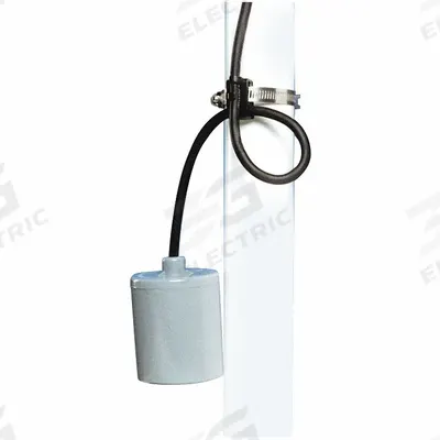 SJE-RHOMBUS Float Switch: Wide-Angle, Normally Open (Pump Down), 120V AC, 13 A, Piggyback Plug - General-Purpose Tether Float Switches