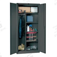 HALLOWELL Storage Cabinet: 36 in x 24 in x 78 in, 4 Shelves, Swing Handle & Padlock Hasp, Adj, Solid (MPN HW6CC6478-4CL). Key specifications — attr113700: Adjustable; attr113673: Frame; attr113674: Dark Gray; attr113686: No; attr113685: Assembled; attr113675: Shelves; attr66488: HALLOWELL; attr113676: Hanging Rod and Shelves.