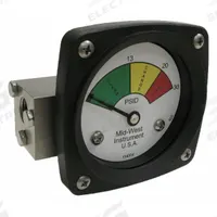 MIDWEST INSTRUMENT 3-Color Differential Pressure Indicator: 1,000 psig Max. Static Pressure, 522 (MPN 522S-030V). Key specifications — Brand: MIDWEST INSTRUMENT; Accuracy: ±5% of Full Scale; Sensor Material: Viton; Housing Material: Stainless Steel; Transition Points: 0 psid to 13 psid (Green) / 13 psid to 20 psid (Yellow) / 20 psid to 30 psid (Red).