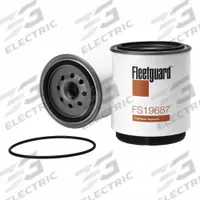 FLEETGUARD Automotive Fuel Filter: 9 in Overall Lg, 4 3/8 in Outside Dia, Diesel Fuel, Diesel (MPN FS19687). Key specifications — Brand: FLEETGUARD; Compatible Vehicle Type: Trucks; Compatible Vehicle Make: New Holland.