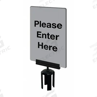 TENSABARRIER Acrylic Sign: Gray, Please Enter Here Message, 11 in Overall Lg - Signs for Post Tops