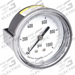 APPROVED VENDOR Panel-Mount Pressure Gauge: U-Clamp, 0 psi to 1,000 psi, 2 1/2 in Dial, Center Back (MPN 4CFA5). Key specifications — Accuracy: ±3-2-3%; Brand: APPROVED VENDOR; Vibration Resistance Properties: None; Gauge Wetted Parts: Brass / Bronze.