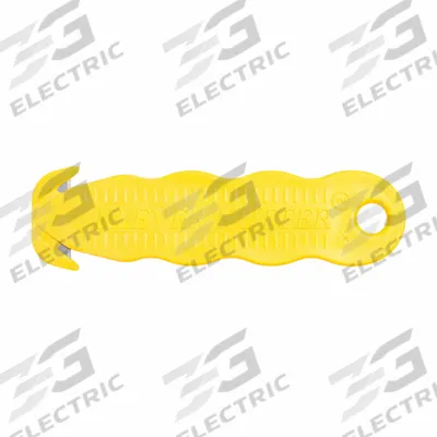 KLEVER Safety Cutter: 4 5/8 in Overall Lg, Contoured Handle, Textured, Steel, Yellow - Disposable Dual-Hook Safety Cutters
