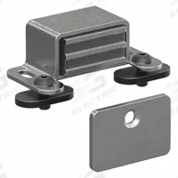 Magnetic Catch: 2 1/16 in x 1 in x 3/32 in, 10 Series/15 Series, Silver, Zinc-Plated, Steel (MPN 2090). Key specifications — Brand: 80/20; Material: Steel; Mounting Type: Slide-In; Product Type: Magnetic Catch; Finish: Zinc-Plated; Includes Fasteners: Yes; System of Measurement: Inch; For Extrusion Profile Type: Single.