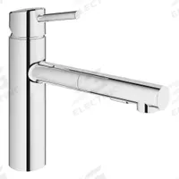 GROHE Straight Kitchen Faucet: Concetto, Brass, Single-Post, Deck, 1 Mounting Holes, Chrome, Metal (MPN 31453001). Key specifications — Series: Concetto; Brand: GROHE.