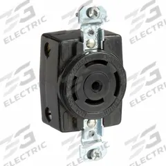 HUBBELL Locking Receptacle: Non-NEMA, Black, 250/600V AC, 10 A_20 A Current Rating, 4 Poles, 5 Wires (MPN HBL3520). Key specifications — Brand: HUBBELL.
