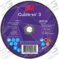 3M CUBITRON 3 Abrasive Cut-Off Wheel: Type 1, 4" x 0.045" x 3/8", Ceramic, 36 Grit (MPN 90034). Key specifications — Brand: 3M CUBITRON 3.