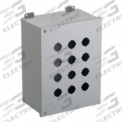 HAMMOND Push Button Enclosure: 30mm, 12 Holes, Carbon Steel - Enclosures for 30mm Operators