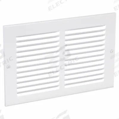 APPROVED VENDOR Return Air Grille: Louvered Grille, White, Powder Coated, Steel, 7 3/4 in H - Surface-Mount Grilles