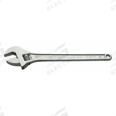 ROTHENBERGER Adjustable Wrench: Chrome Vanadium Steel, Chrome, 8 in Overall Lg - Automatic Locking Adjustable Wrenches