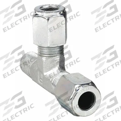 PARKER Compression Tee Fitting: 5/16 in OD x 1/8 in Pipe x 5/16 in OD Size - Flareless Bite-Type Steel Compression Fittings