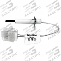 Direct Spark Igniter: OEM, Silicon Nitride, 6 1/4 in Lead Lg, 120V AC, Hardwired, Round Tip (MPN 41-427N). Key specifications — Electrical Connection Type: Hardwired; Manufacturer Part Number: 41-427N; Brand: ROBERTSHAW; Input Voltage: 120V AC; Replacement for OEM Brands: Goodman.