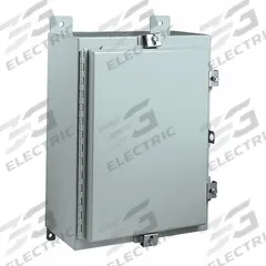 WIEGMANN Enclosure: Steel, 24 in x 30 in x 8 in, NEMA 12/13/4, Solid Cover, Hinged (MPN N4243008). Key specifications — Closure Method: Clamps; Brand: WIEGMANN; Knockouts: Not Included.