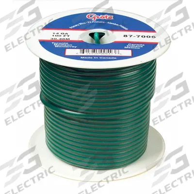 GROTE Primary Automotive Wire: GPT, 25 ft, 1 Conductor, 14 AWG, Green - PVC-Insulated General Purpose Primary Wires