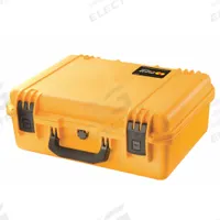 PELICAN Protective Case: 13 in x 18 in x 6 3/4 in Inside, No Foam, Yellow, Stationary, 6 lb Wt (MPN IM2400). Key specifications — Closure Type: Press and Pull Latches; Material: Plastic; Brand: PELICAN; Includes Foam Insert: Foam Insert Not Included.