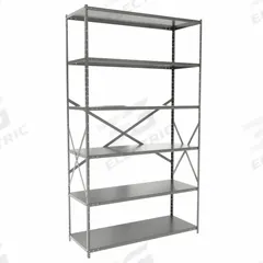 HALLOWELL Metal Shelving: Standalone, Heavy-Duty, 48 in x 18 in, 87 in Overall Ht, 6 Shelves (MPN F7711-18HG). Key specifications — attr41760: Steel; attr41761: Steel; attr37625: Unassembled; attr37628: Gray; attr33609: HALLOWELL.