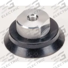 SMC Vacuum Pad Assembly: Flat, M8x1.25, 50 mm Pad Dia, NBR, Black, 50A, 23 mm Pad Ht (MPN ZPT50HN-B8). Key specifications — attr1019101: ZPT50HN-B8; attr1019103: SMC; attr1019107: 50A.
