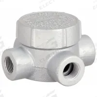 Conduit Outlet Body: Iron, GRJ, 1/2 in Trade Size, X Body, 7.3 cu in Body Capacity (MPN GRJX50). Key specifications — Series: For Round Body; Compatible Conduit Trade Size: 1/2 in; Thread Gender: Female; Hub Style: Threaded; Cover Included: Yes; Body Style: X; Connection Type: Threaded; Back Type: Round.