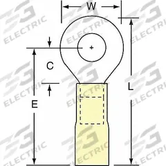 3M Ring Terminal: Yellow, Heat Shrink Insulation, 1/4 in Stud Size, 12 AWG to 10 AWG Wire Sizes (MPN MH10-14RK). Key specifications — Brand: 3M.