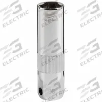 MILWAUKEE Spark Plug Socket: 3/8 in Drive Size, 14 mm Socket Size, 6-Point, Deep, Chrome (MPN 48-22-9555). Key specifications — attr1204270: Chrome; attr1204275: MILWAUKEE; attr1204284: Deep; attr1204287: Not Tether Capable.