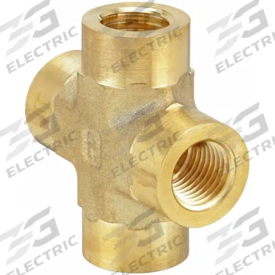 PARKER Metal Pipe Cross: Cross, CA377 Brass, 1/8 in x 1/8 in x 1/8 in x 1/8 in - Threaded Extreme-Pressure Hydraulic Pipe Fittings