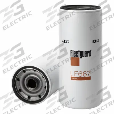 FLEETGUARD Automotive Oil Filter: B76, LF667, 1 1/8"-16 UN-2B Thread Size, 11 1/8 in Overall Ht - Spin-On Oil Filters