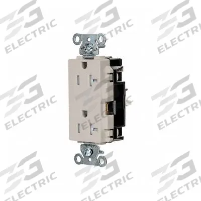 HUBBELL Receptacle: Decorator Duplex, 5-20, Light Almond, 125V AC, 20 A - General Purpose Receptacles