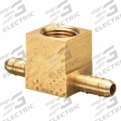 PARKER Barbed Tee: 1/4 in ID x 1/4 in ID x 1/8 in Pipe Size, Barbed x Barbed x FNPT - Low-Lead Brass Barbed Tube Fittings