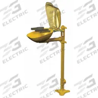 BRADLEY Plumbed Eyewash: Std, Floor Mnt, Eyes and Face Coverage, Covered, Plastic Bowl, Push Plate (MPN S19214PDCFW). Key specifications — Activation: Push Plate; Brand: BRADLEY.