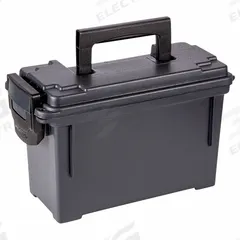 PLANO MOLDING Tool Box: 5 1/8 in W 5 in D 7 in H, Plastic, Black, Padlock (MPN PLA1312P). Key specifications — attr1116905: Black; attr1116946: PLANO MOLDING; attr1116904: Padlock.