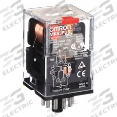 OMRON General Purpose Relay: Socket Mounted, 10 A Current Rating, 120V AC, 3PDT, 11 Pins/Terminals (MPN MKS3PI5AC120). Key specifications — Brand: OMRON; Base Type: Octal; Mounting Style: Plug-In; Pin Shape: Round; Electrical Connection: Plug-In; Manufacturer Part Number: MKS3PI5AC120; Operating Current: 10 A at 250V AC (Resistive Load); Series: MK-S Series.